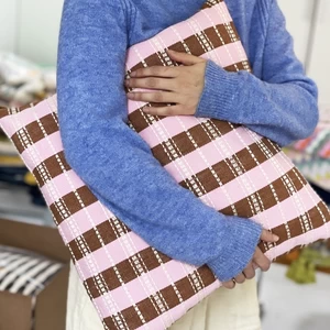 Archive New YorkSantiago Grid Pillow 18x18 - Baby Pink/Umber 1 Archive New YorkSantiago Grid Pillow 18x18 - Baby Pink/Umber