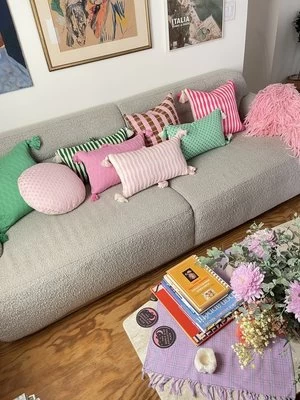 Archive New YorkSantiago Grid Pillow 18x18 - Baby Pink/Umber 3 Archive New YorkSantiago Grid Pillow 18x18 - Baby Pink/Umber - Image 3