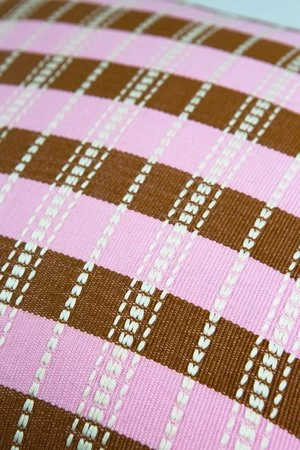 Archive New YorkSantiago Grid Pillow 18x18 - Baby Pink/Umber 5 Archive New YorkSantiago Grid Pillow 18x18 - Baby Pink/Umber - Image 5