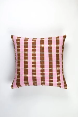 Archive New YorkSantiago Grid Pillow 18x18 - Baby Pink/Umber 6 Archive New YorkSantiago Grid Pillow 18x18 - Baby Pink/Umber - Image 6