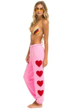 Aviator Nation4 Heart Stitch Sweatpants - Neon Pink