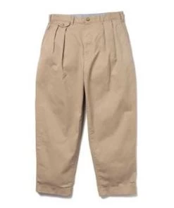 Beams Plus2 Pleats Chino Trousers - Khaki