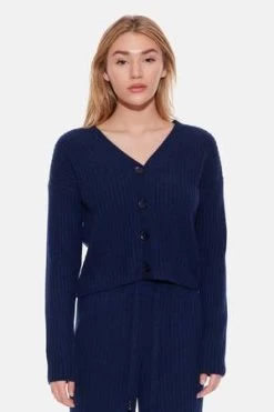 The Tile ClubBeatrice Ribbed Cardigan - Milky Way