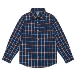 Bontonkids Bonton Child Panama Shirt - Navy Blue Plaid