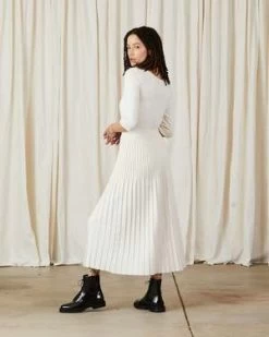 Ali GoldenCOTTON/WOOL PLEATED MIDI SKIRT - BONE -Fashion comprehensive store COTTON WOOL PLEATED MIDI SKIRT BONE 20230829000622