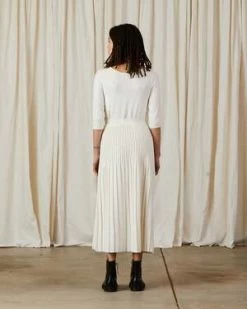 Ali GoldenCOTTON/WOOL PLEATED MIDI SKIRT - BONE -Fashion comprehensive store COTTON WOOL PLEATED MIDI SKIRT BONE 20230829000623