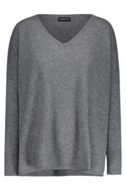 Minnie RoseCashmere Boyfriend V-Neck - Grey Shadow