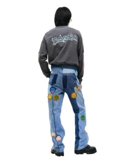 Children Of The DiscordancePatched Jeans - Blue -Fashion comprehensive store Children of the discordance Patched jeans 20230711031116