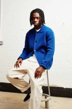 Country Of OriginKnitted Chore Coat - Dearne Blue -Fashion comprehensive store Country of Origin Knitted Chore Coat Dearne Blue 20231102022843