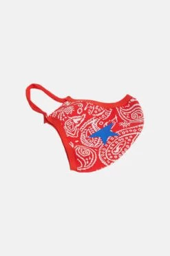 Golden GooseFace Mask - Red Bandana Print
