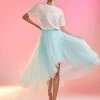 CYNTHIA ROWLEYHigh Low Tulle Skirt - Aqua
