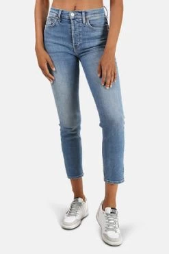 RE/DONEHigh Rise Ankle Crop Jean - Worn Indigo