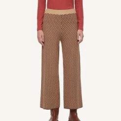 Nice ThingsJacquard Wide Leg Trousers - Beige