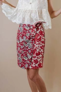 Fashion comprehensive store -Fashion comprehensive store Jess Meany Verbena Skirt Red Florals 20230826023841