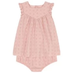 Petit BateauKids Petit Bateau Baby Eyelet Lace Dress And Bloomers Set - Saline Pink