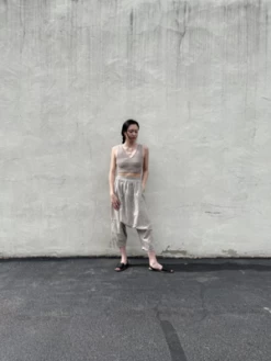 Atelier DelphineKiko Crinkled Cotton Pant - Stone