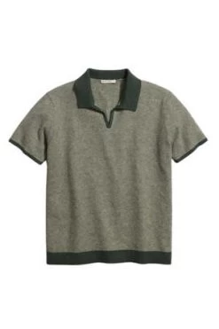 Marine LayerLiam Sweater Polo - Olive/Driftwood