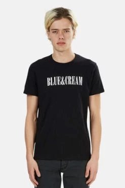 Blue&CreamLogo Tee - Black