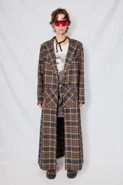 Collina StradaWoven Tartan Wolverine Coat - Navy/Lime Plaid