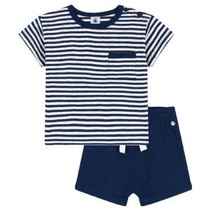 Petit BateauKids Petit Bateau Two Piece Shorts Set - Navy Blue Stripes 1 Petit BateauKids Petit Bateau Two Piece Shorts Set - Navy Blue Stripes