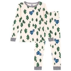 Petit BateauKids Petit Bateau Child Libro Pyjamas - Cream/Forest And Cabin Print
