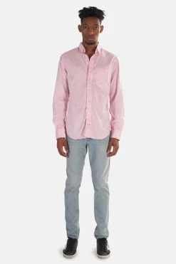 Blue&CreamPinpoint Button Down Shirt - Pink Pinpoint -Fashion comprehensive store Pinpoint Button Down Shirt Pink 20220811123918 1