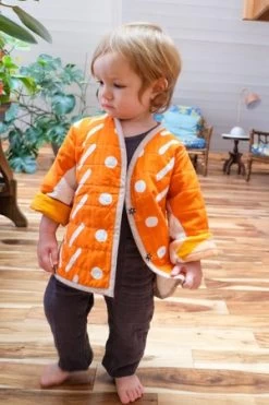 CanDid ArtKids CanDid Art Shapes & Angles Reversible Quilted Coat - Orange -Fashion comprehensive store Shapes Angles Reversible Quilted Coat by Candid Art 20210211230922 1