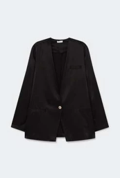 Silk LaundryCollarless Blazer - Black