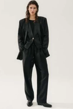 Silk LaundryTwill Slouch Vest - Black -Fashion comprehensive store Silk Laundry silklaundry com TWILL SLOUCH VEST BLACK 20230201072323