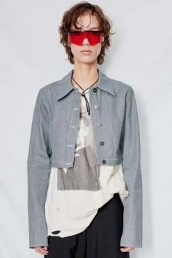 AssemblyStripe Railroad Denim Rugby Shirt - Grey