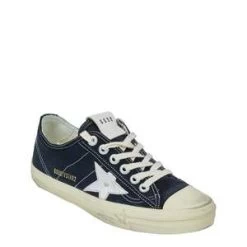 Golden GooseV-Star Canvas Sneakers - Navy/Silver