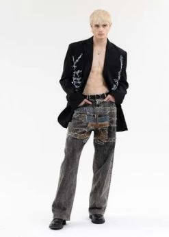 Y/projectVINTAGE PARIS' BEST PATCH JEANS - BLACK -Fashion comprehensive store VINTAGE BLACK PARIS BEST PATCH JEANS 20231009044002