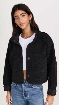 VelvetKelly Short Sherpa Jacket - Sand/Black -Fashion comprehensive store Velvet Kelly Short Sherpa Jacket 20230826051446