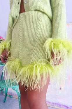 VivettaFeather Trim Cable Knit Skirt - Lime -Fashion comprehensive store Vivetta Feather Trim Cable Knit Skirt Lime 20220811162021 2